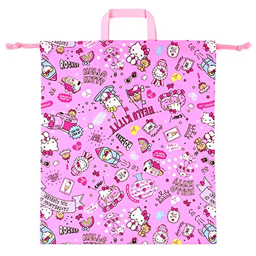 高波クリエイト 巾着 Lサイズ ハローキティ ローズピンク 086669