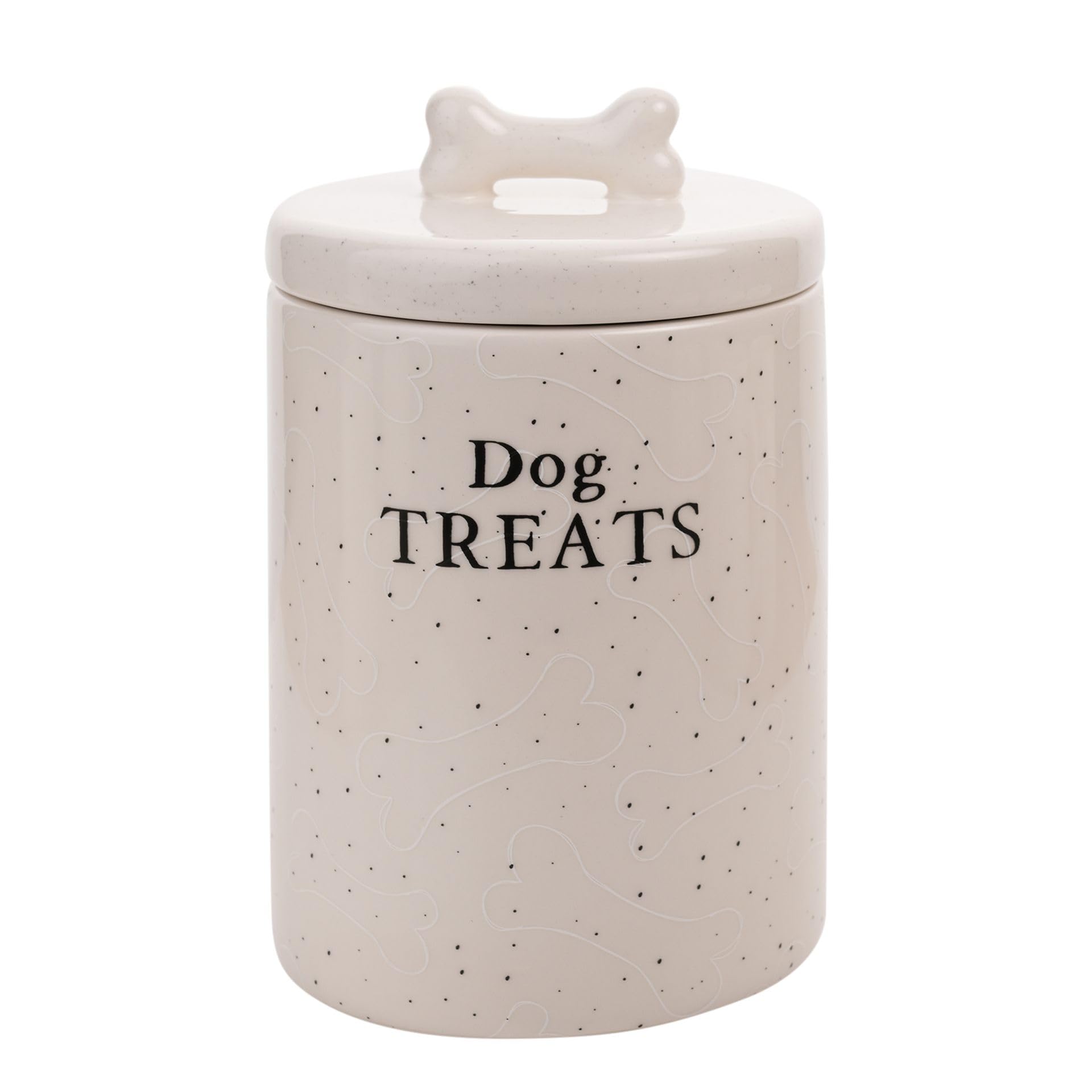 Widdop Best of Breed Dog Treats Jar - Ceramic White - Paw Print Design - Perfect for Dog Lovers Gifts Present Birthdays Pet Food Storage