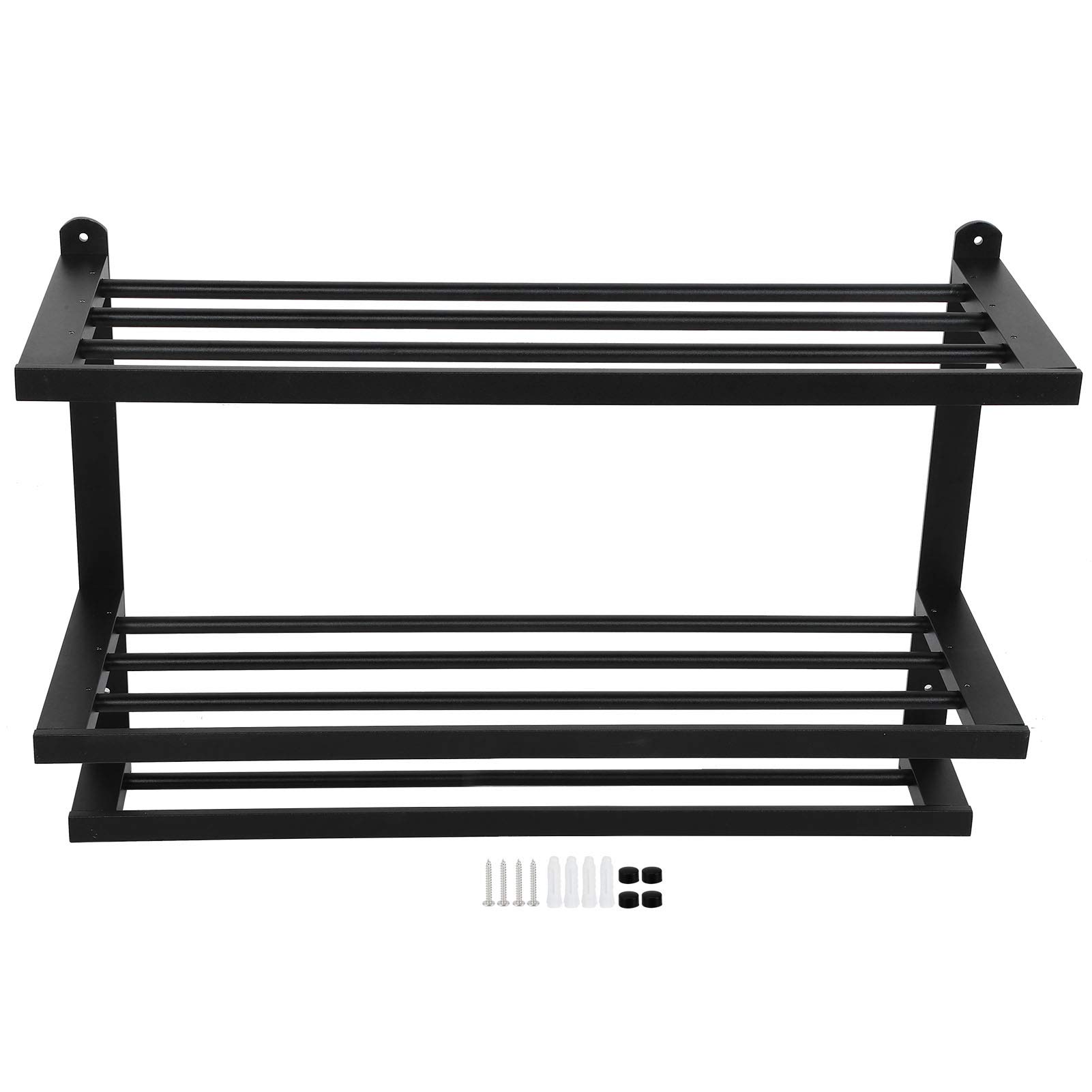 Handtuchhalter, Space-Aluminium-Handtuchhalter, 3-stufige Badezimmer-Hardware Zur Wandmontage, Oxidiertes Schwarzes Finish, 55 Pfund Belastbar, Regal und Hängestangen für Badezimmer, Küche,