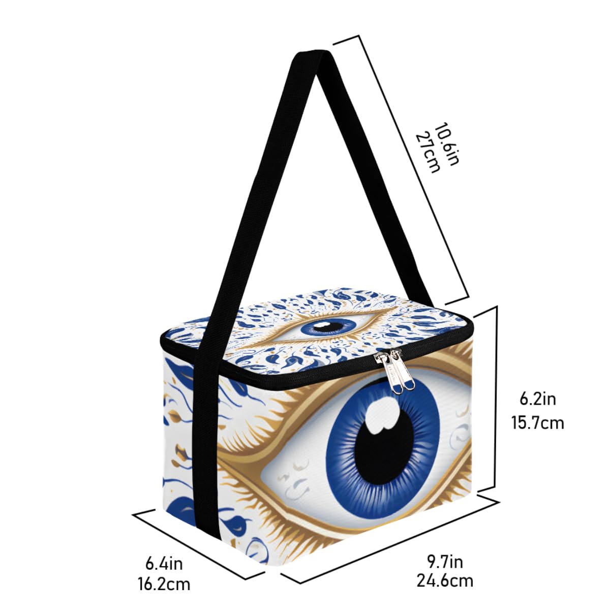 GzLeyigou Lunch Bags for Women Men 9 Cans,Blue Eyes Hot & Cold Food Delivery Bag Insulated Grocery Bag Insulated Lunch Box Ethnic Cooler Bag for Office Work Picnic Beach