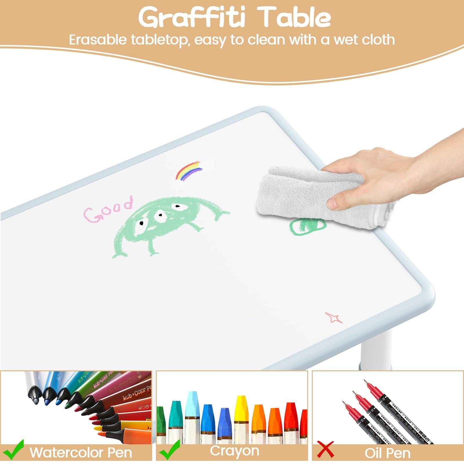 Litake Mesa Infantil Ajustable 4 Sillas Grafiti 80x60cm