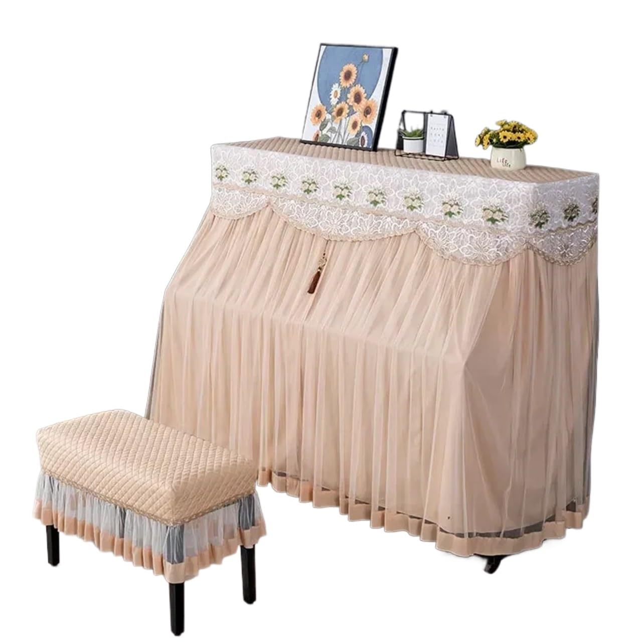 Copertura for pianoforte minimalista Suonare il in pizzo singola doppia panca(Pink,Bench 36x56cm 1piece)