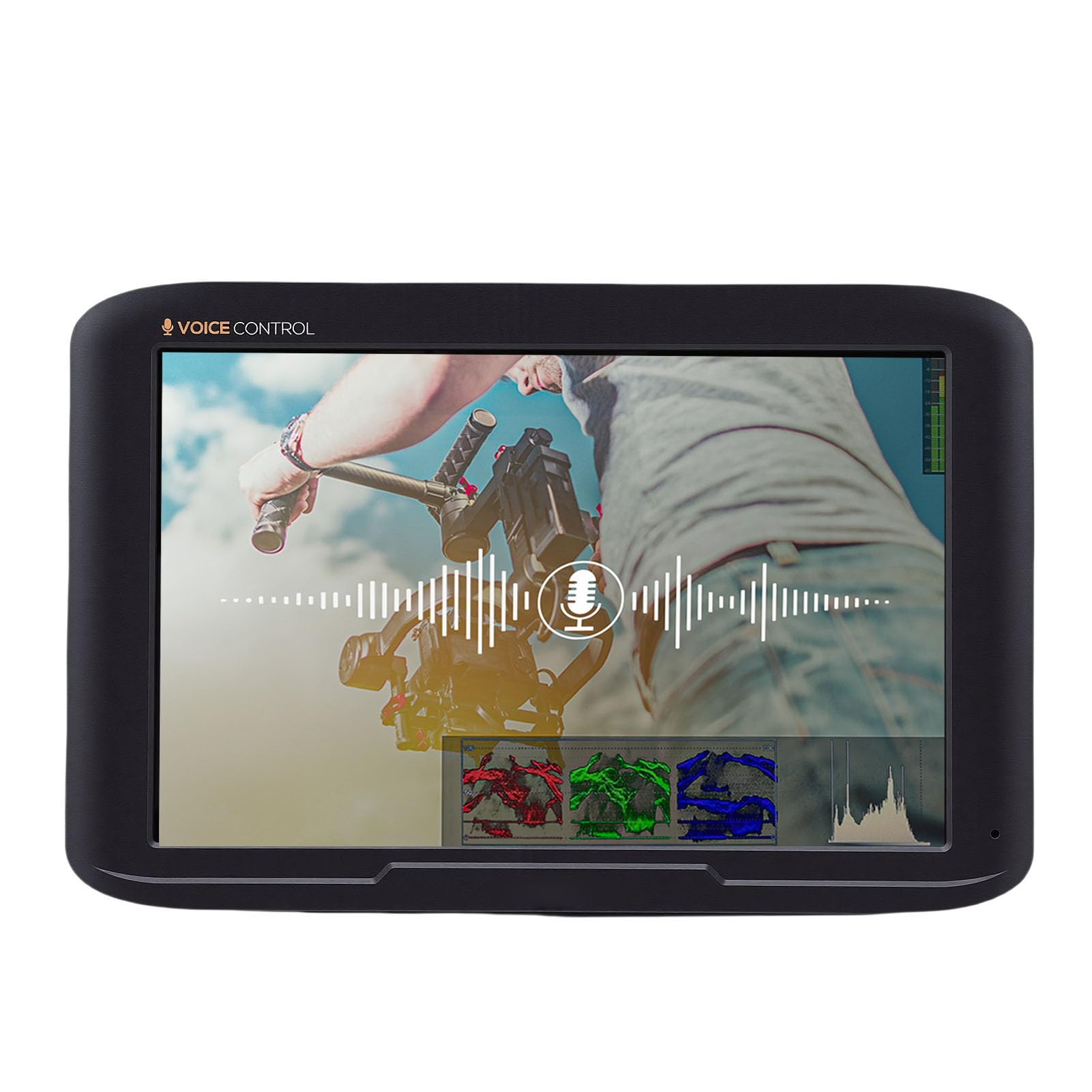 Display FHD da 7 Pollici con Ingresso 4K, Schermo da Campo della Telecamera con Controllo Vocale, per Produzione Video Fotografica, LUT 3D, HDR, Forma D' con Parasole