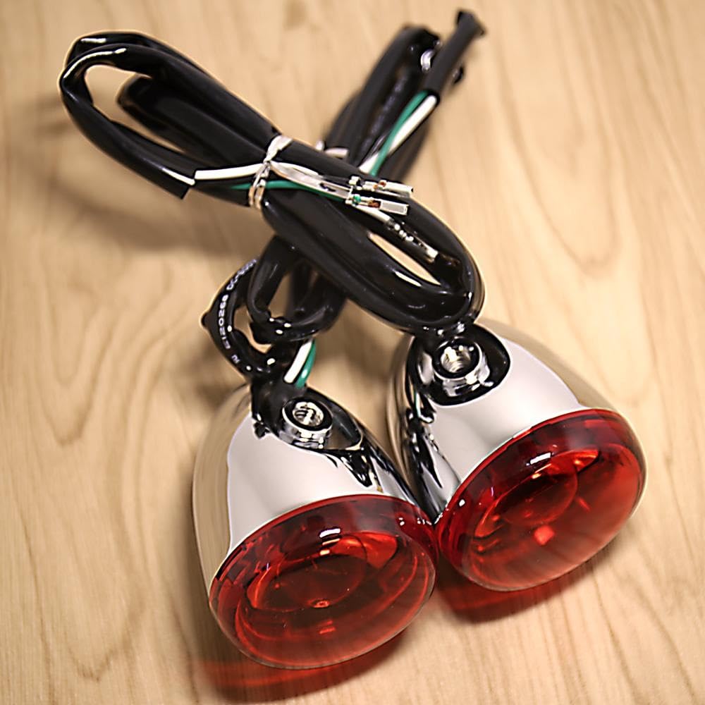 Intermitentes De Bala Cromados Traseros, Soporte Lente Roja para Harley Dyna Softail Fatboy FXDB Sportster 883 1200