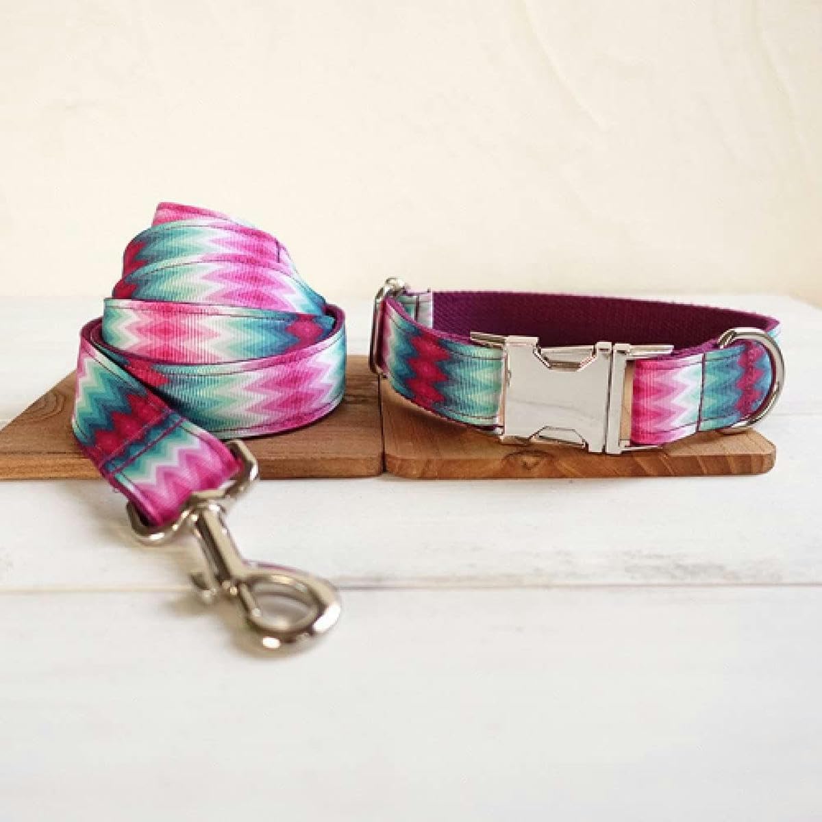 gestreiftes Hundehalsband 5 Größen-Hundehalsband-Leinen-Set-M