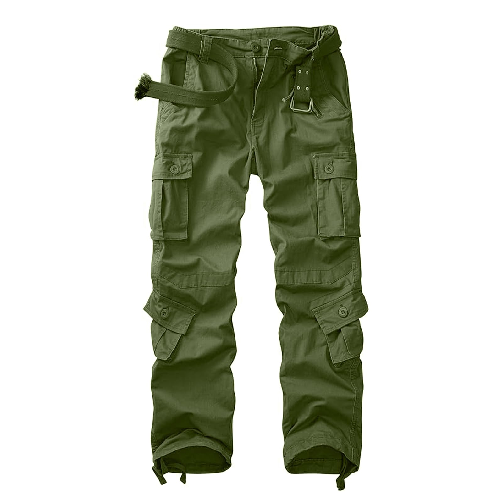 Cargo Pants Women Baggy Camo Tactical Pants Straight Leg Casual Y2K Work Trousers with 9 Pockets No Belt, Armygreen, 16
