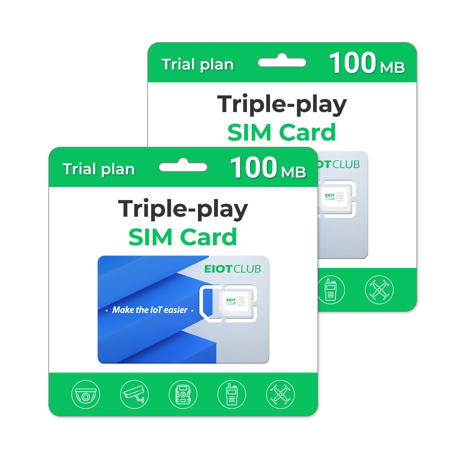 Photo 1 of (2 Pack) EIOTCLUB Triple Play Data SIM Card -Support USA 5G/4G Coverage Network for Cellular Security Camera Hunting Camera 5G/4G Router (No Phone Number, 3 in 1 Size)