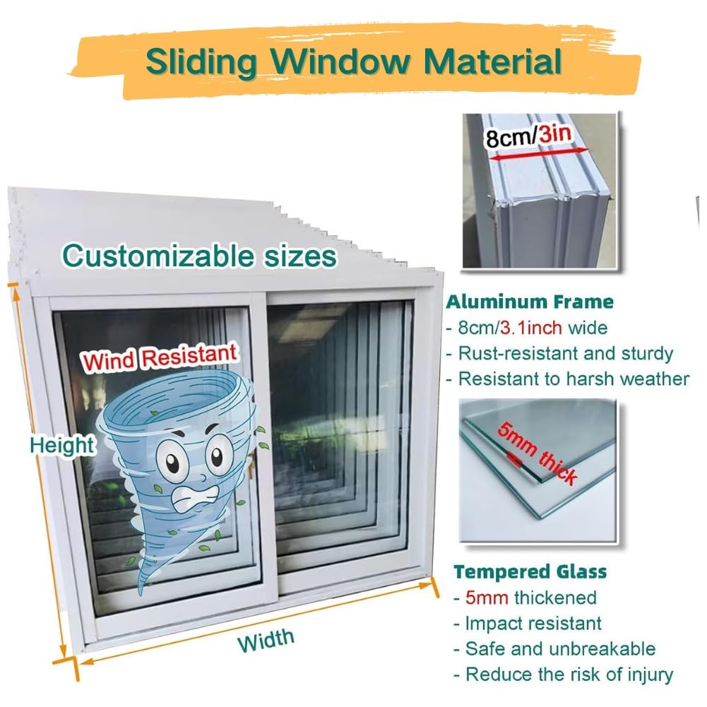 Tempered Glass Shed Window Basement Sliding Aluminum Window With Screen ...