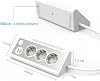 ks multiple socket 3-compartment power strip with usb and led night light table socket stateless steel front panel corner socket surge protection power strip for kitchen (15m)