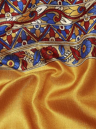 Image of RANI SAAHIBA Women's Art Silk Kalamkari Saree With Blouse Piece