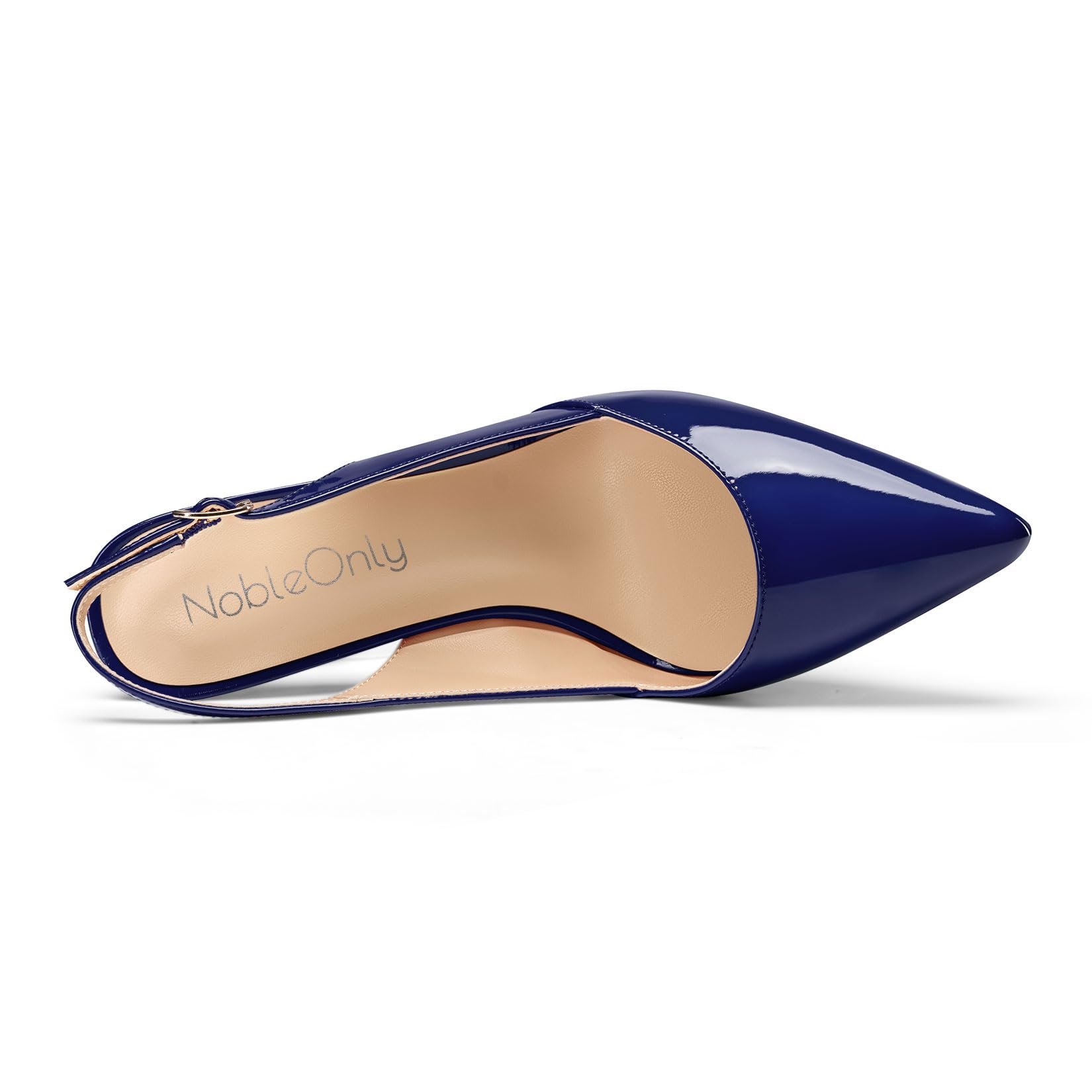 NobleOnly Mujer Aguja Alto High Heel Puntiaguada Punta Slingback Plataforma Pumps Slip-on Cierre con Hebilla Casual Dress Zapatos 10 CM Heels