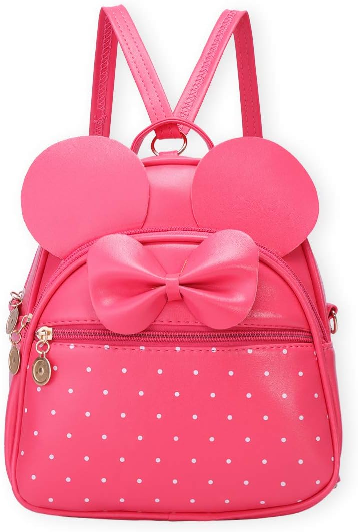 KL928 Girls Mini Backpack Bowknot Polka Dot Cute Small Daypacks Convertible Shoulder Bag Purse for Women