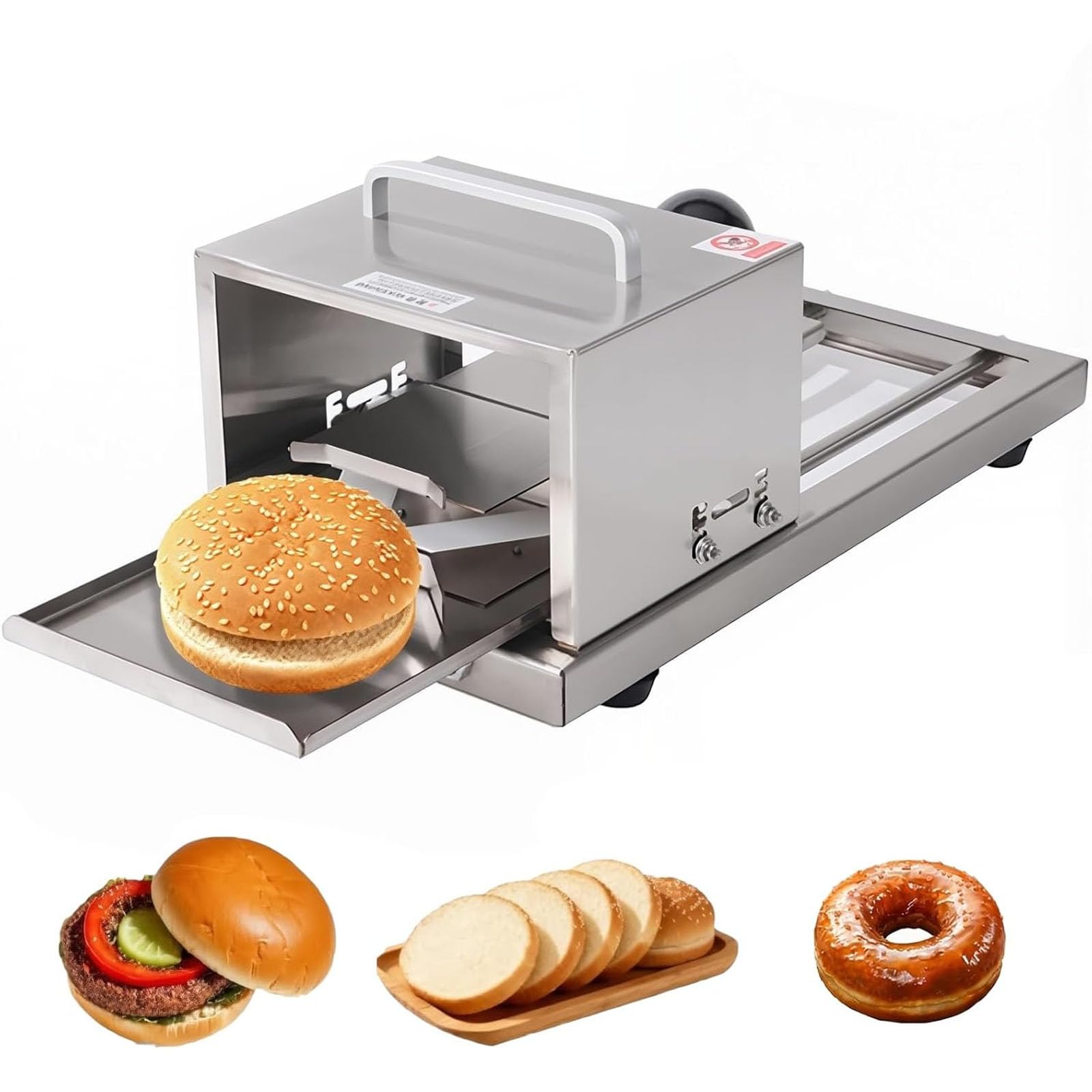 Cortador de bagel comercial manual para hamburguesas, guillotina de pan con hoja de acero inoxidable para cortar bagels y rebanadas de panecillos, máquina de porción portátil para el hogar y panadería