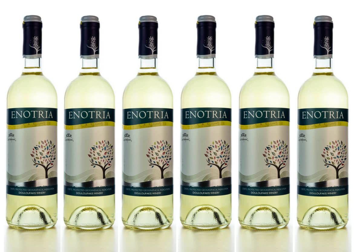 6x Enotria Weißwein trocken je 750ml 13% Vol. Douloufakis Kreta Wein Set Griechenland + 2x 10ml Olivenöl