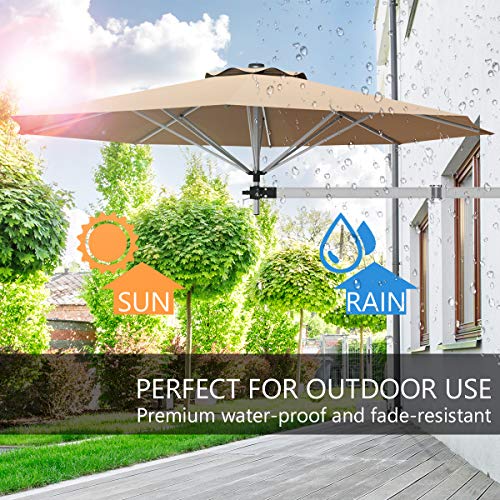 Tangkula 8 Ft Wall Mounted Patio Umbrella, Outdoor Wall Umbrella With Adjustable Pole, Tilting Sunshade Umbrella With Wind Vent, Ideal For Garden Balcony Yard (Beige) #TOP7