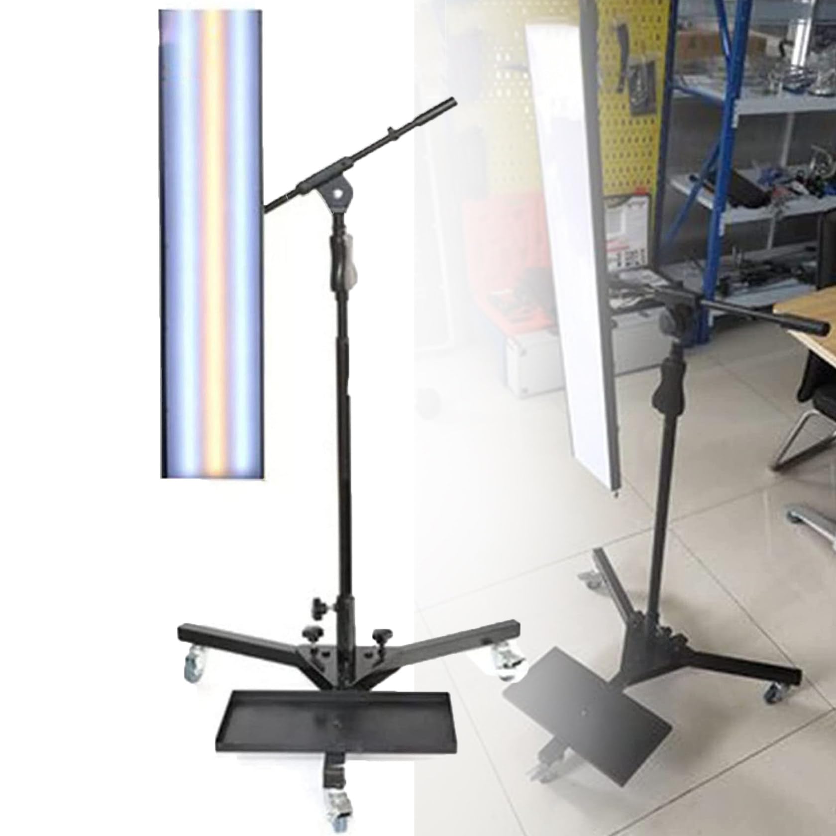 Herramienta de reparación de eliminación de abolladuras sin pintura con tablero de línea de rayas LED, herramienta de reparación de abolladuras sin pintura, tablero reflector con soporte ajustable,