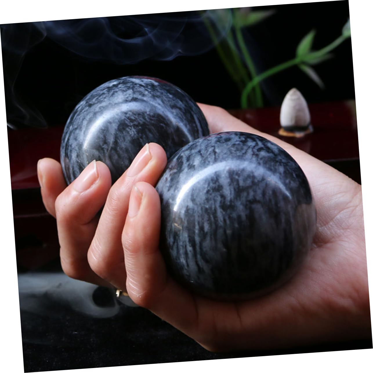 minkissy Pelota de rehabilitación de fitness para ancianos, bola de jade natural, bola sólida de sostenimiento, bolas de masaje para ejercicios de mano, bolas de masaje para ejercicios de balonmano,