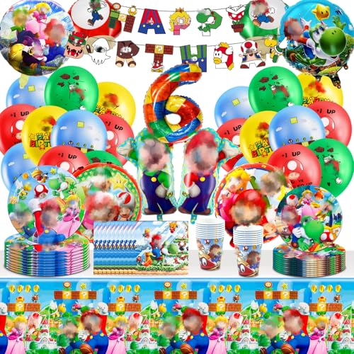 Geburtstagsdeko mla6 81PCS Pappteller Kindergeburtstag Geburtstag Deko 4 5 6 7 Jahre altPartygeschirr Geburtstagsdeko Set Teller Servietten Tischdecke Set Partygeschirr Geburtstag Kindergeburtstag