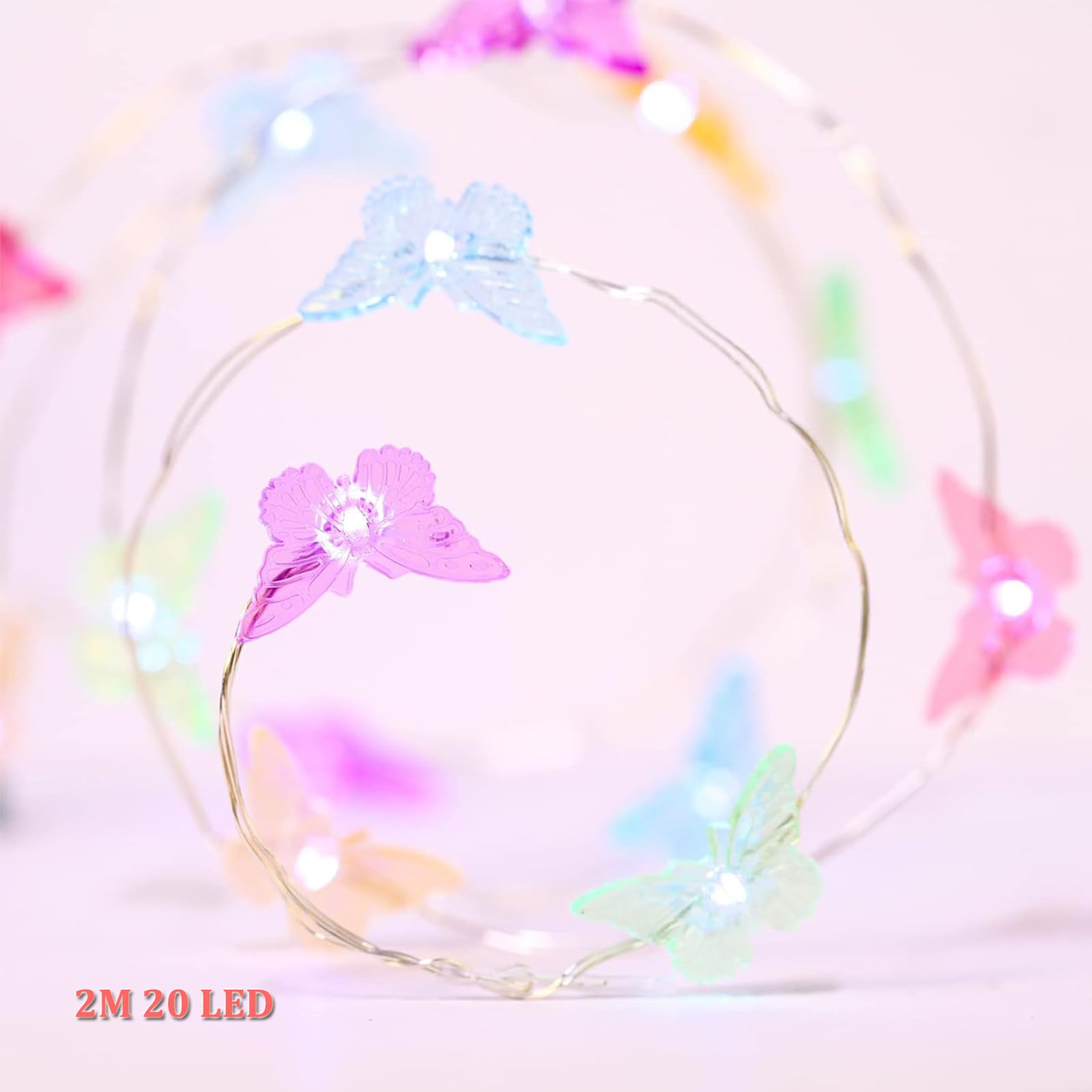 ENLACE Fairy Lights Butterfly, 2 m 20 LED Butterfly Fairy Lights, Decorative Light for Outdoor Indoor, Fairy Lights for Weddings, Parties, Garden, Christmas Decoration, Spring Decoration - Image 2