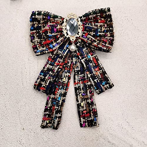 Women's Pre-Tied Bowknot Elegant Ribbon Brooch Pearl Rhinestone Neck Tie Pin for Ladies Girls Suit Shirt Pins Fashion Collar Clothing Accessories for Daughter Mom Sister Xmas Birthday4