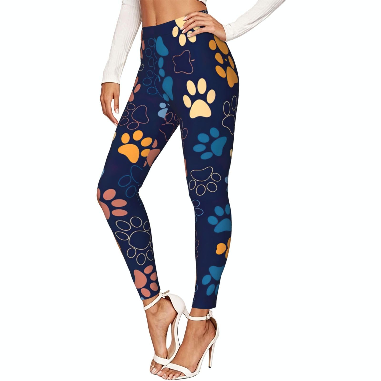 Leggings de compresión suaves para mujer con tejido elástico de huellas 7