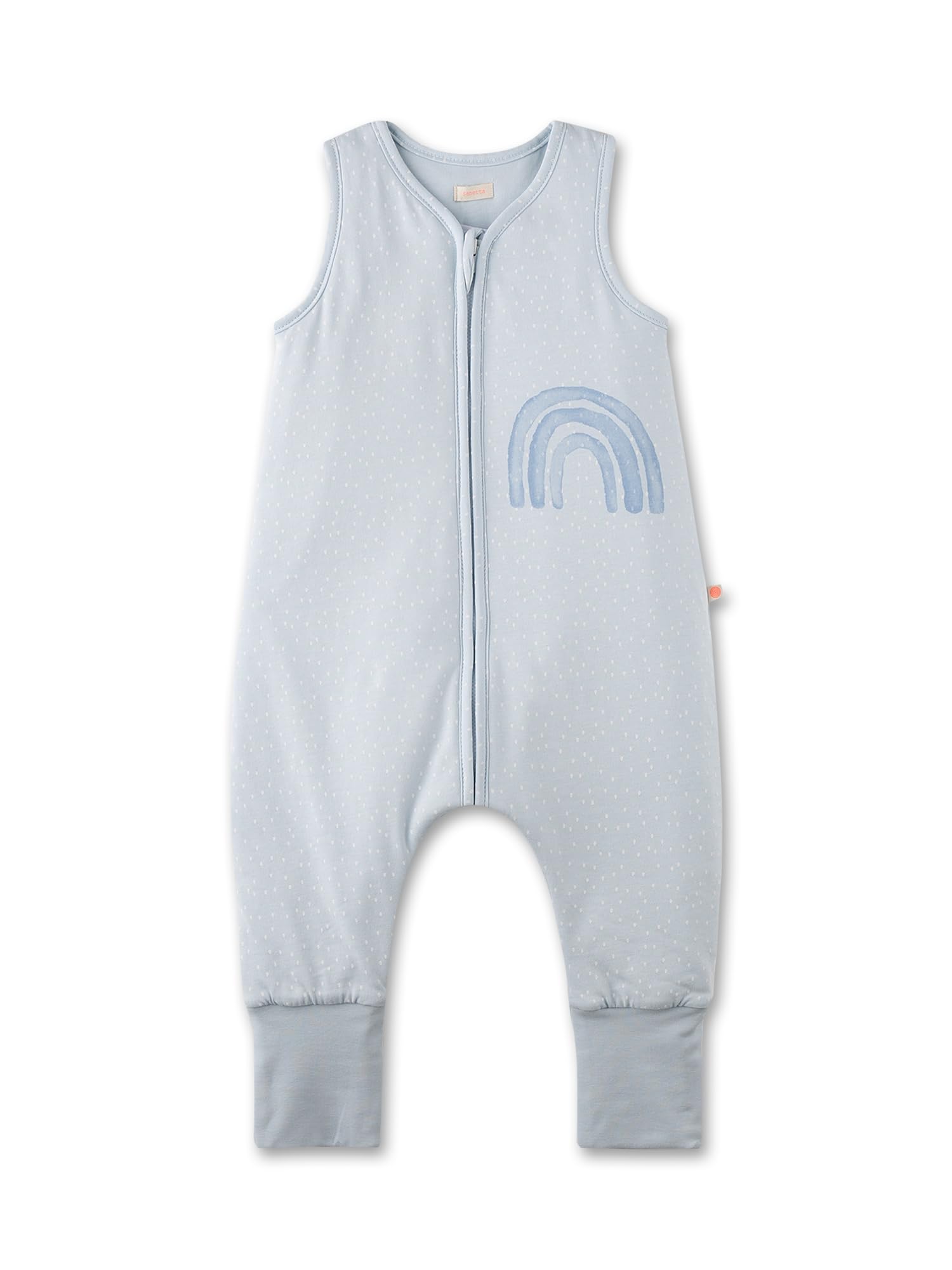 SANETTA Sacco nanna con piedi blu | Pratico e comodo sacco a pelo unisex in cotone biologico, sacco nanna con cerniera e stampa arcobaleno | Baby Sleeping Bag