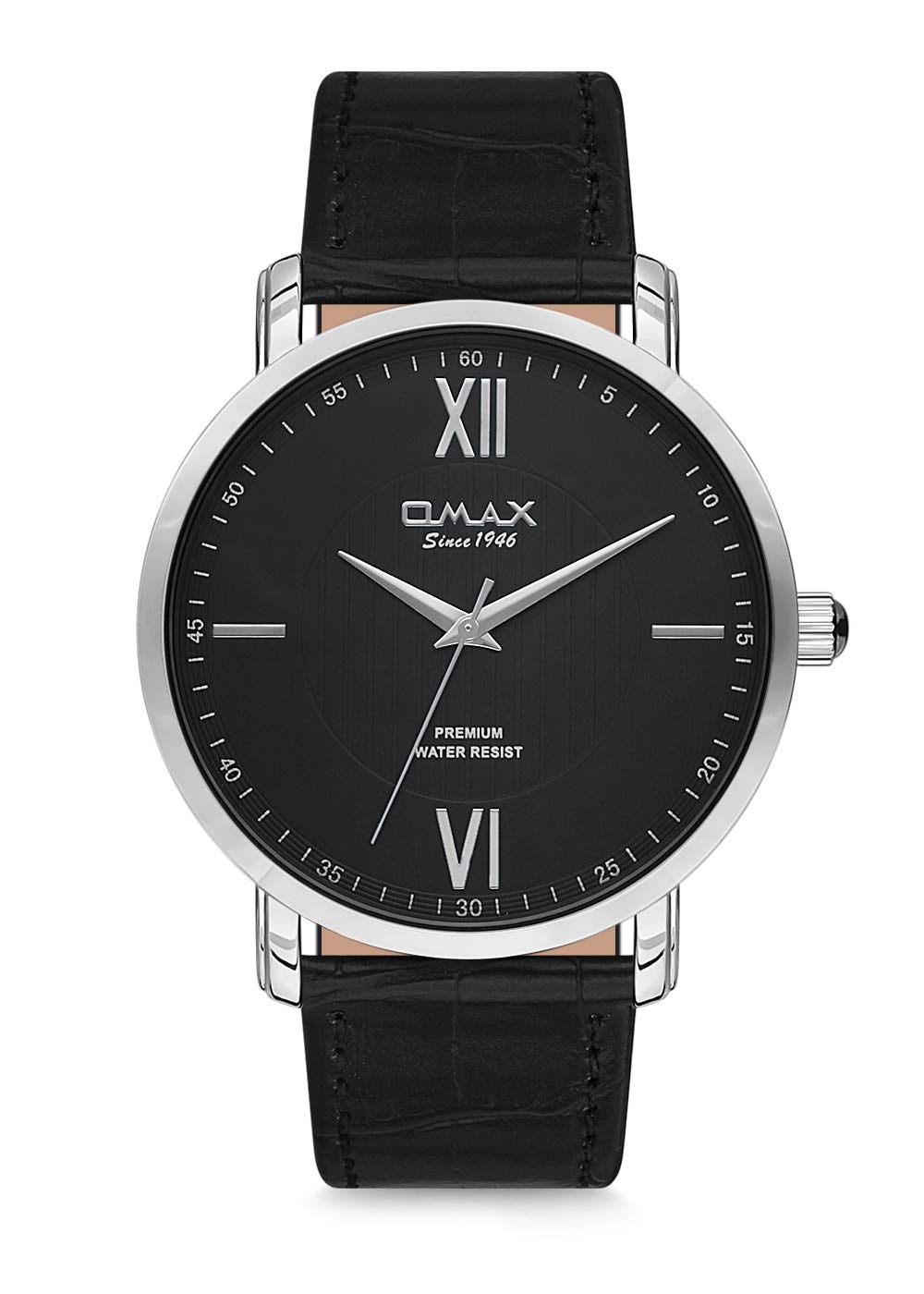 OMAX Black Dial Silver Case and Index with Black Leather Watch for Men- GU03P22I (B07MF79B2Q) Amazon Price History, Amazon Price Tracker