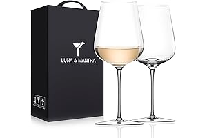 White Wine Glasses Set of 2: Modern Crystal Glasses for Red & White
