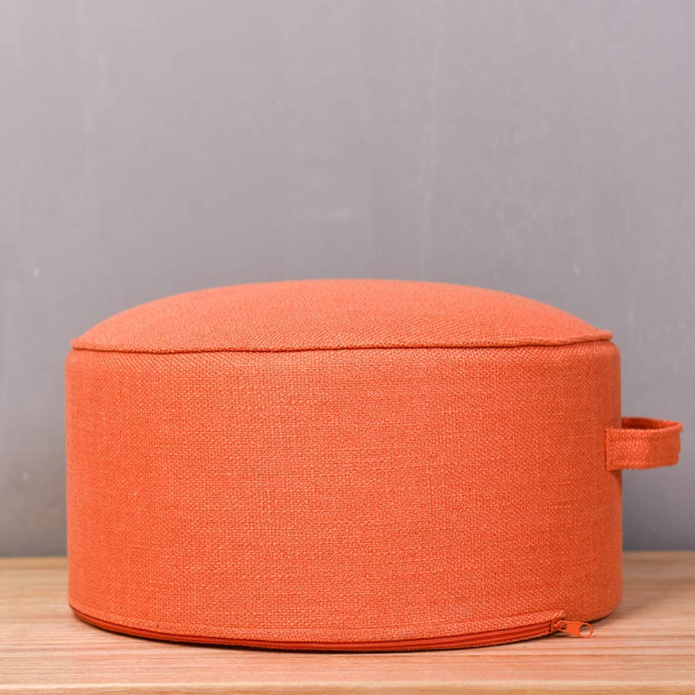 Petit pouf rond marron foncé de 40 x 20 cm compact avec sa poignée