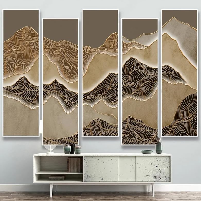 Photo murale 3D style chinois rétro pour décoration de salon de thé en encre et ligne d'or
