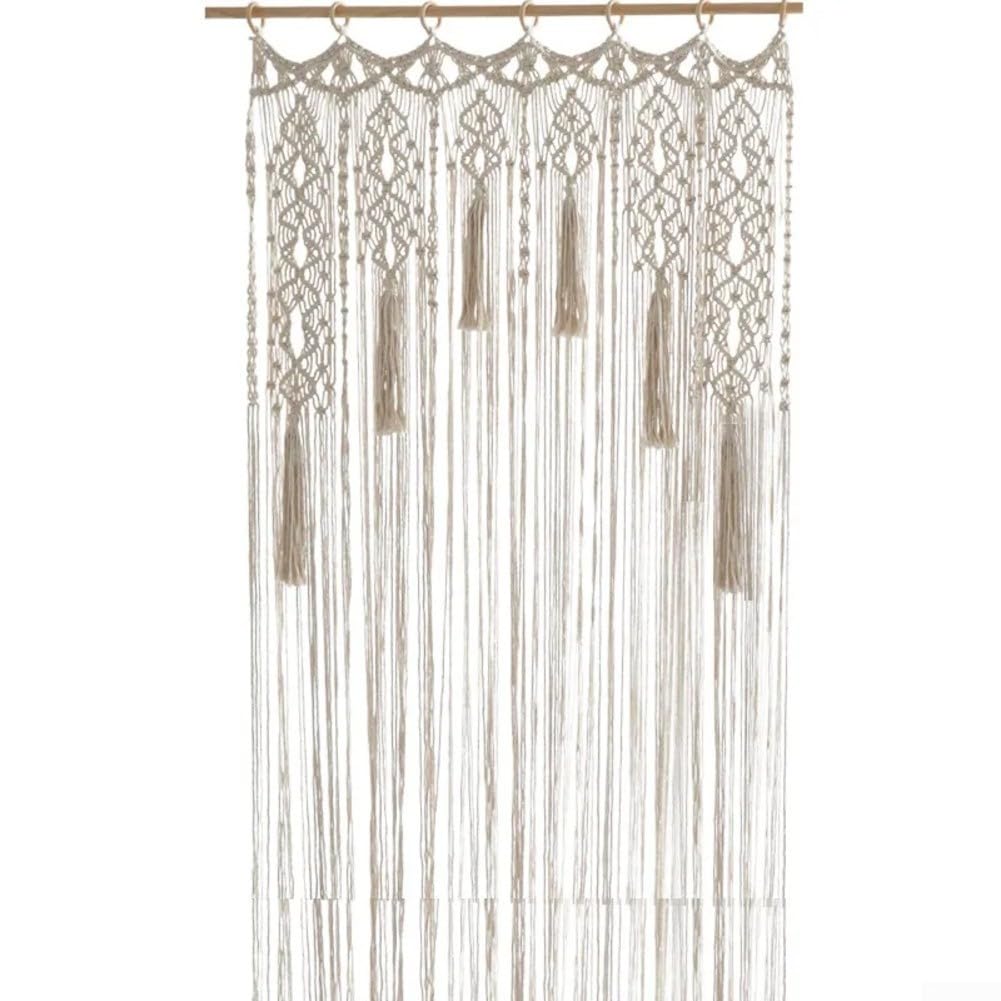 Tenda per porta in corda di cotone naturale, realizzata a mano, con elegante design intrecciato, per uso decorativo in casa, camera da letto o matrimoni