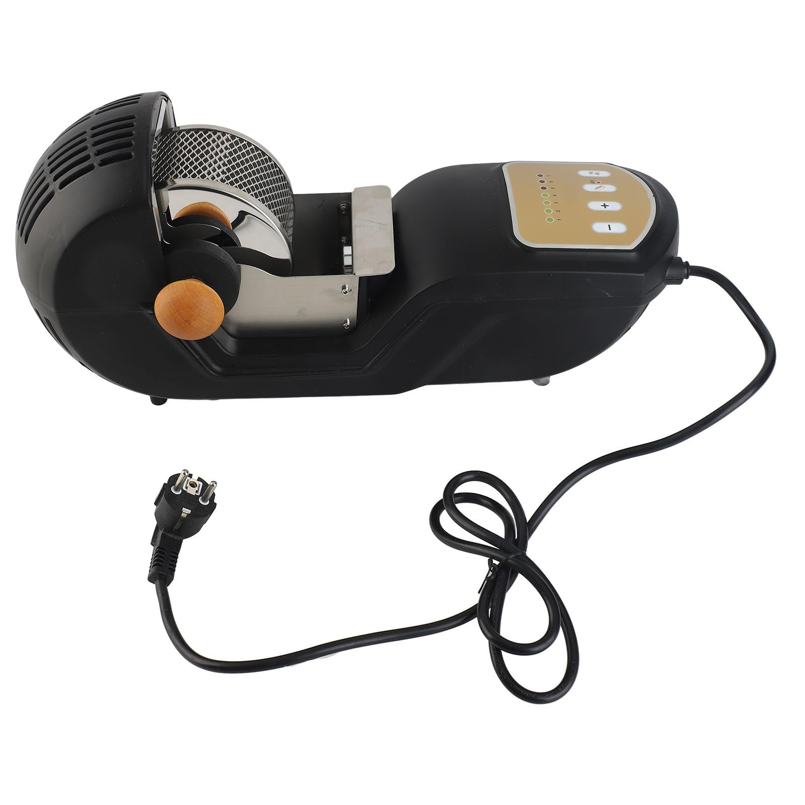 Denash Electric Coffee Röster Einstellbare 7 -Gang -Bohnen Röstmaschine für Küche, Cafés Shop, Hotel PC+ABS+Edelstahl Schwarz