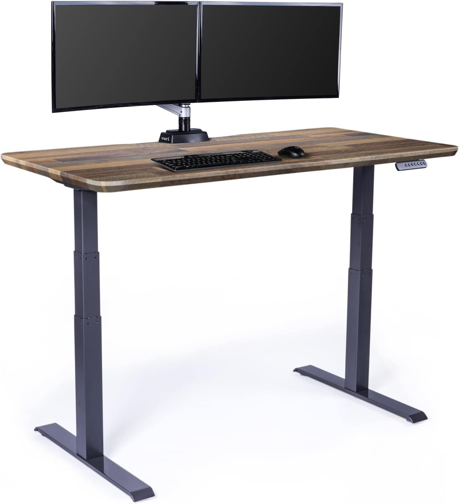 Vari Classic Electric Standing Desk - VariDesk Height Adjustable Sit/Stand Desk - Dual Motor with Memory Presets, Stable T-Style Legs - Gaming or Home Office Workstation - 60”x30”, Reclaimed Wood