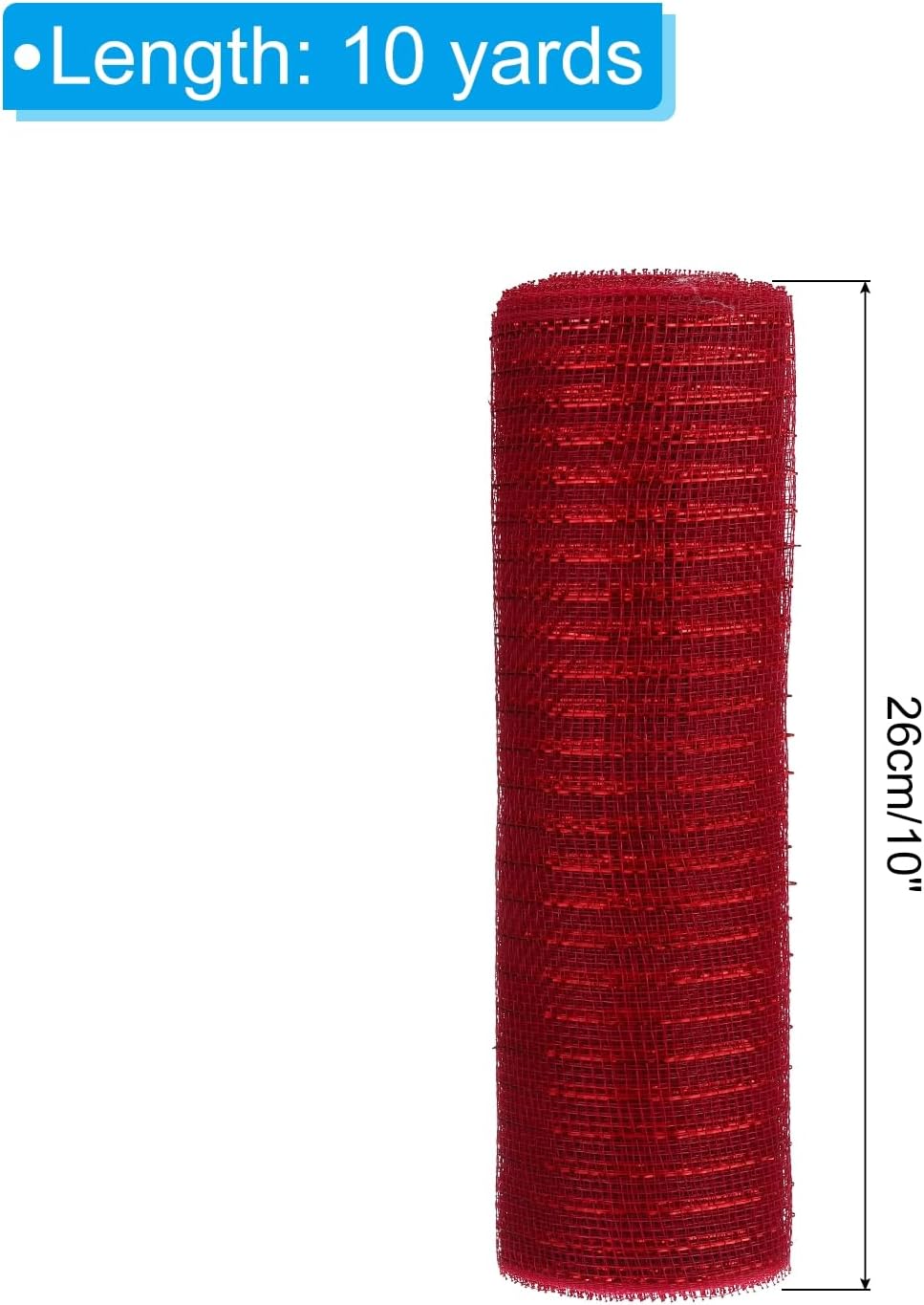 PATIKIL 3pcs Decorative Mesh, 10 Inch x 10 Yard Decorative Mesh Ribbon Roll Foil Metallic for Christmas Tree Wreaths Decoration,Red