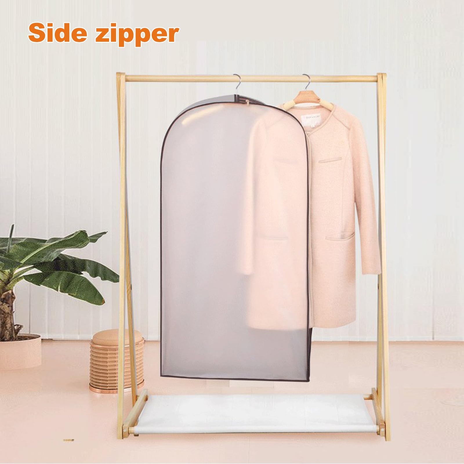 Fundas Ropa Vestidos, Bolsa Trajes Transparente for Camisas/Disfraces, 5 Pcs Cubiertas Ropa Anti-Polvo y Impermeable con Cremalleras(Blue,150cm/59in)
