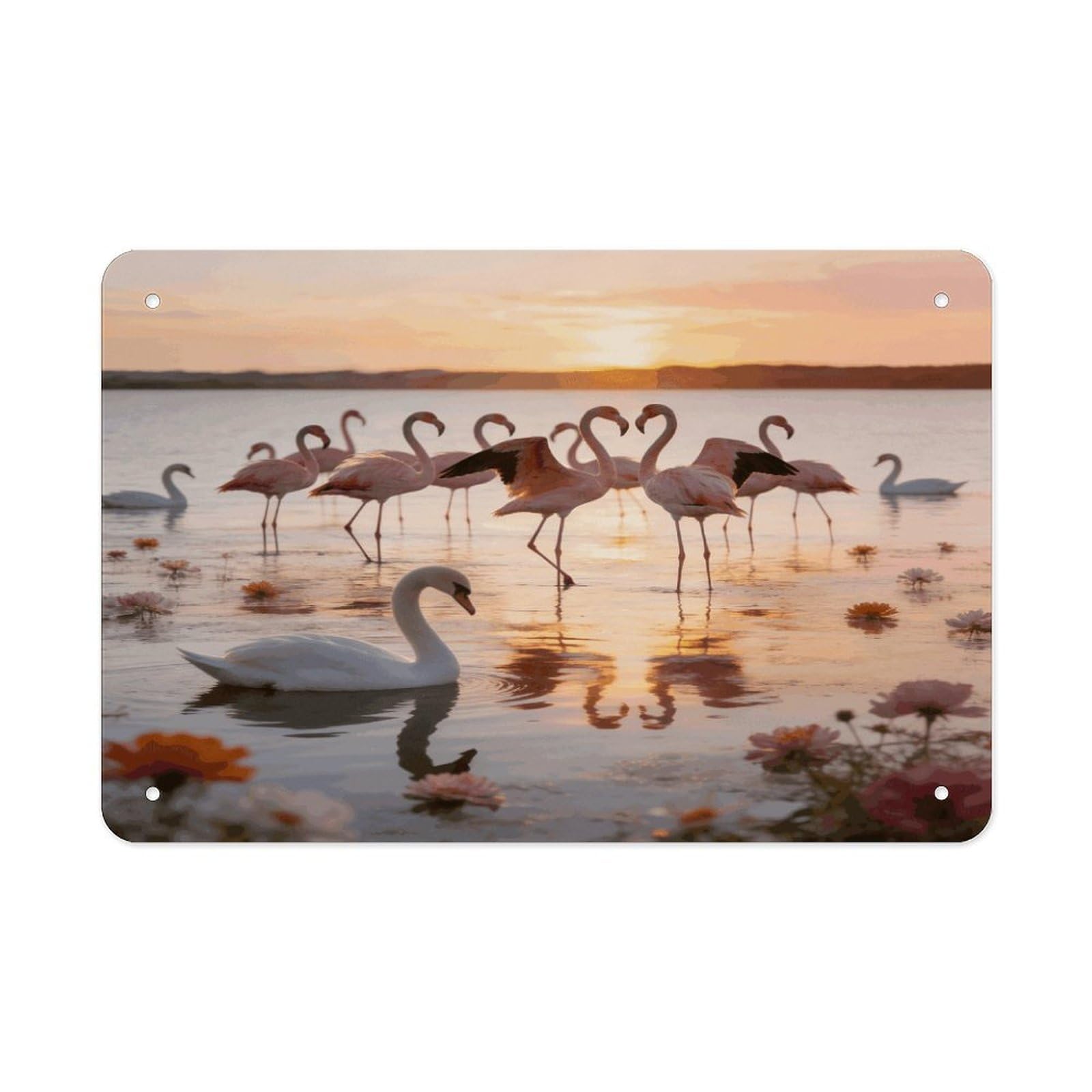 Fodpand Style Flamingos Wall Art Metal Tin Signs Bar Metal Tin Sign Wall Decor For Home Living Room Bedroom Toilet Hotel Halloween Decor Gifts 7.9X 11.8 Inch