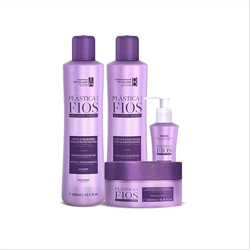 CADIVEU Set de 4 Línea de Cuidado Domiciliario Plastica Dos Fios Set de Alisado de Queratina para el Cabello Champú, Acondicionador, Máscara de