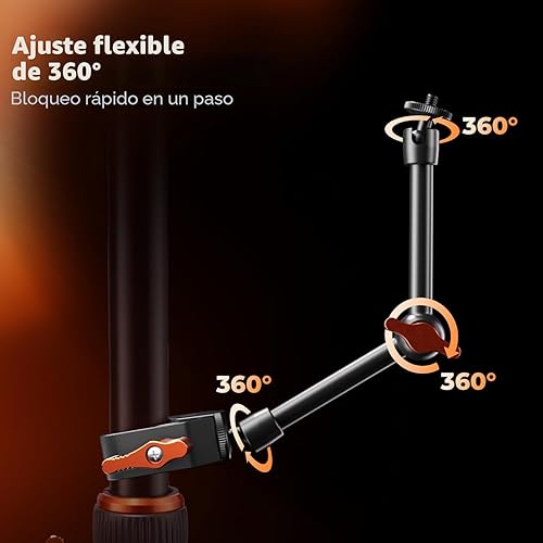 Miniatura 2 de K&F CONCEPT Kit de Abrazadera de Brazo Mágico de 9.8" con Tornillo de Rosca de 1/4" y 3/8", Cabezales Esféricos de 360°, Soporte de Cámara de Brazo