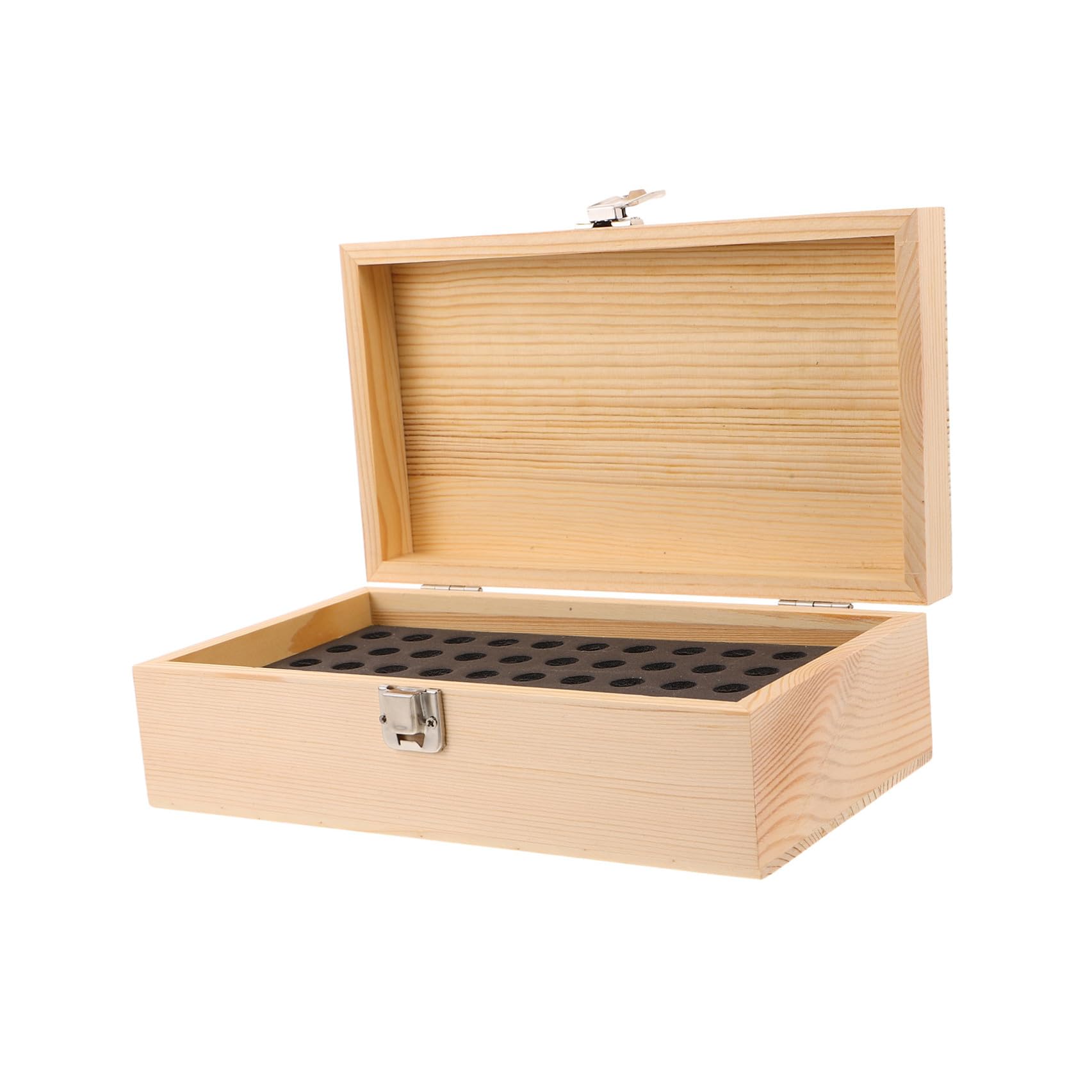 OSALADI Organizer Custodia Compatta per Batterie Aa in Legno con 55 Scomparti Protettivi e Rivestimento in Spugna per Casa e Viaggio