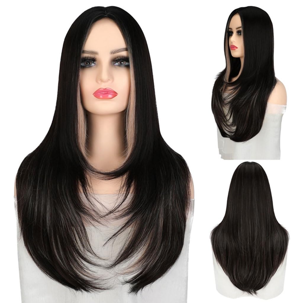 Parrucca Parrucche, parrucche a testa intera, capelli lunghi lisci da donna, a simulate, sintetiche alla moda Parrucche