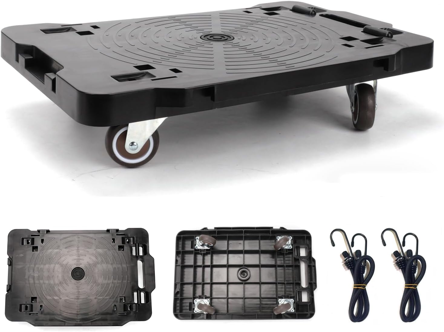 Furniture Moving Dolly with Lock,Portable, Heavy-Duty Rollers, Leg Movers for Furniture, 4-Wheel Small Flat Mover, 440 LBS/200KG Capacity,1-Pack Black Plant Dolly Cart with Brake (Classic)