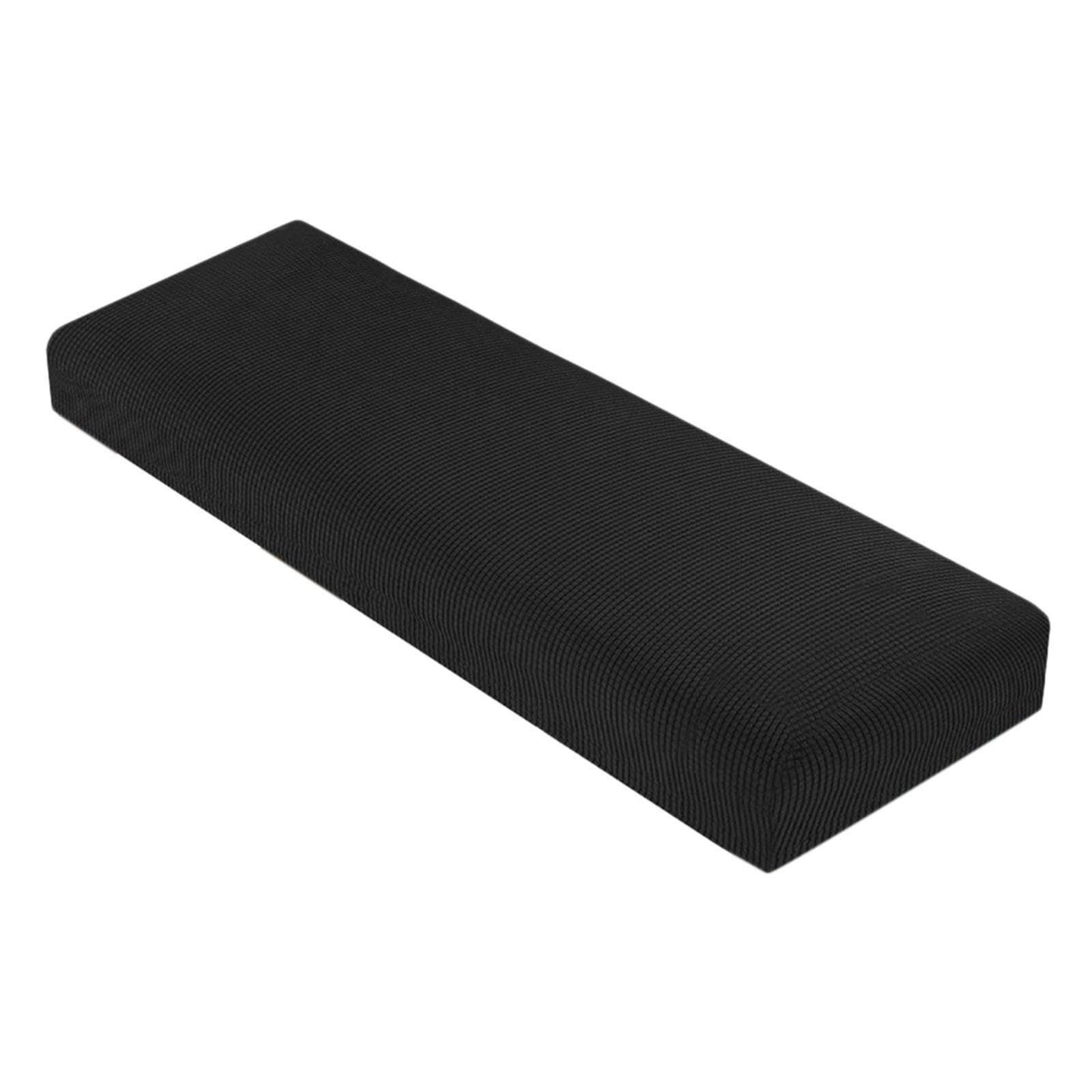 Lixsazse Black Rectangle Bench Cover Stretch Velvet Slipcover Rectangle Crafted Durable High Spandex Jacquard Fabric Fits Dining Bench Room Table Benches Set Kitchen,