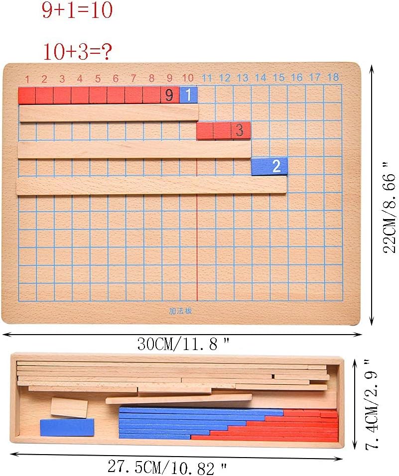 Kghios Montessori Addition and Subtraction Board Montessori Math Toys Material for Toddlers Childhood Kids,Addition & Subtraction Strip Board