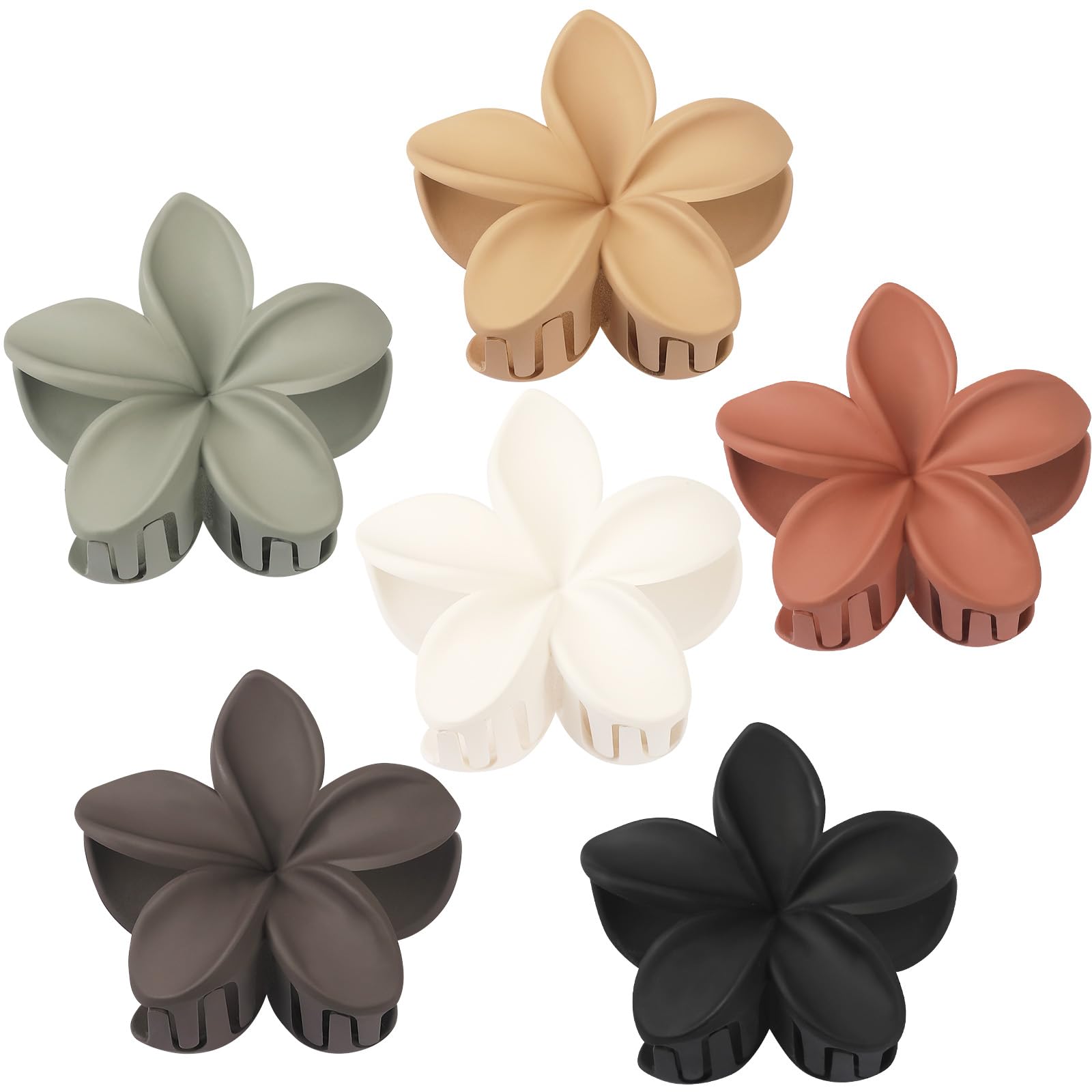 Hair Clip, 6 Pcs Large Flower Claw Clips for Thick & Medium Hair, Hawaiian Flower Hair Clips, Beach Hair Accessories for Women and Girls - Basic