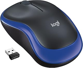 Logitech M185 Wireless Mouse, 2.4GHz with USB Mini Receiver, 12-Month Battery Life, 1000 DPI Optical Tracking, Ambidextrous, Compatible with PC, Mac, Laptop - Blue
