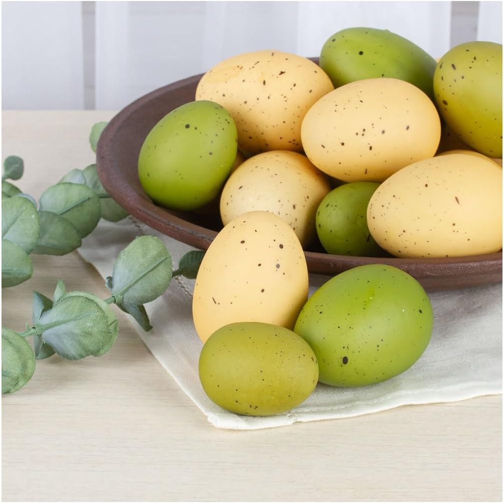 Factory Direct Craft Group of 17 Assorted Artificial Speckled and Wooden Eggs for Easter Holiday Decorating, Baby Showers, and Spring Displays