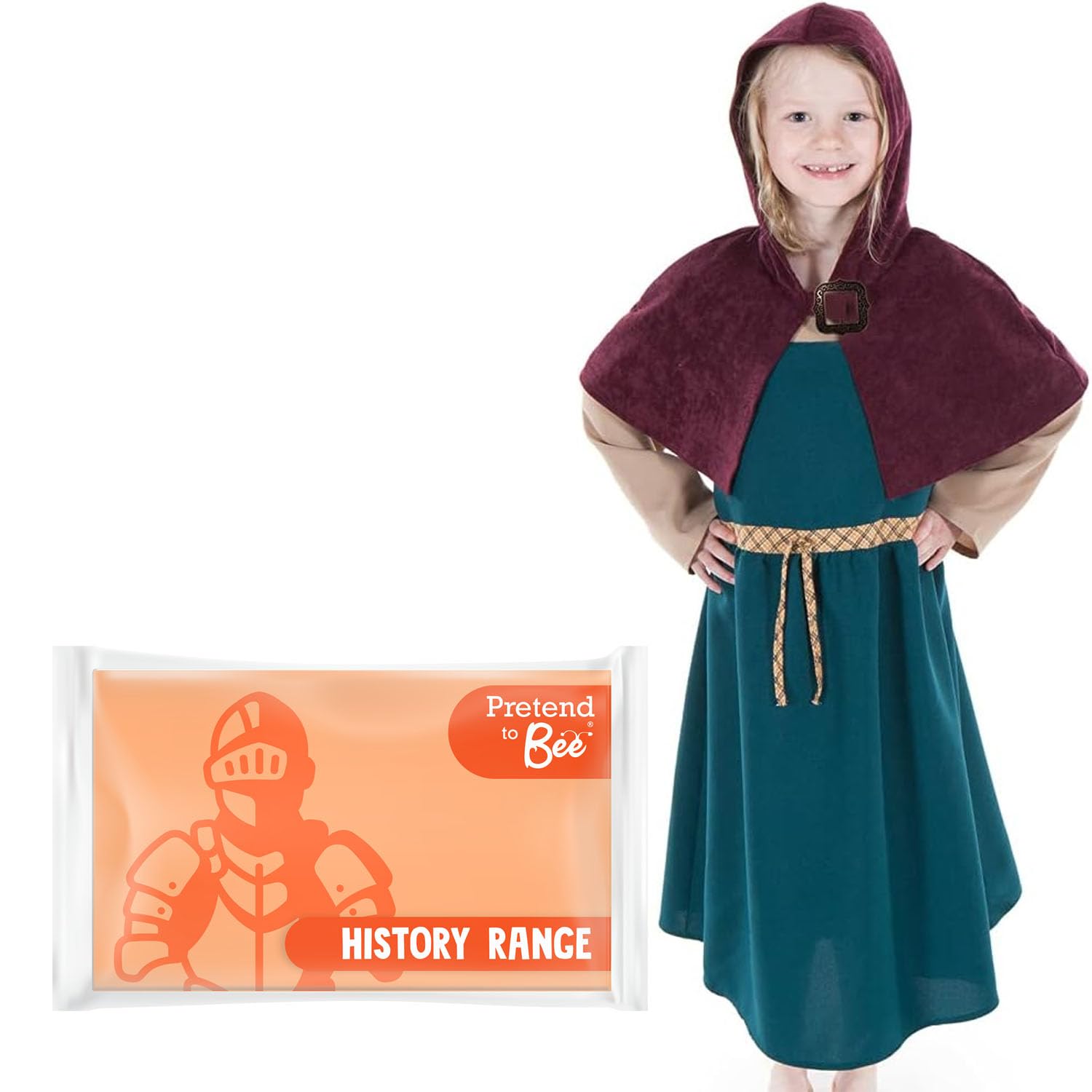 PRETEND TO BEE Norse Viking Lady/Girl Dress Up Costume for Kids, 5-7 Years