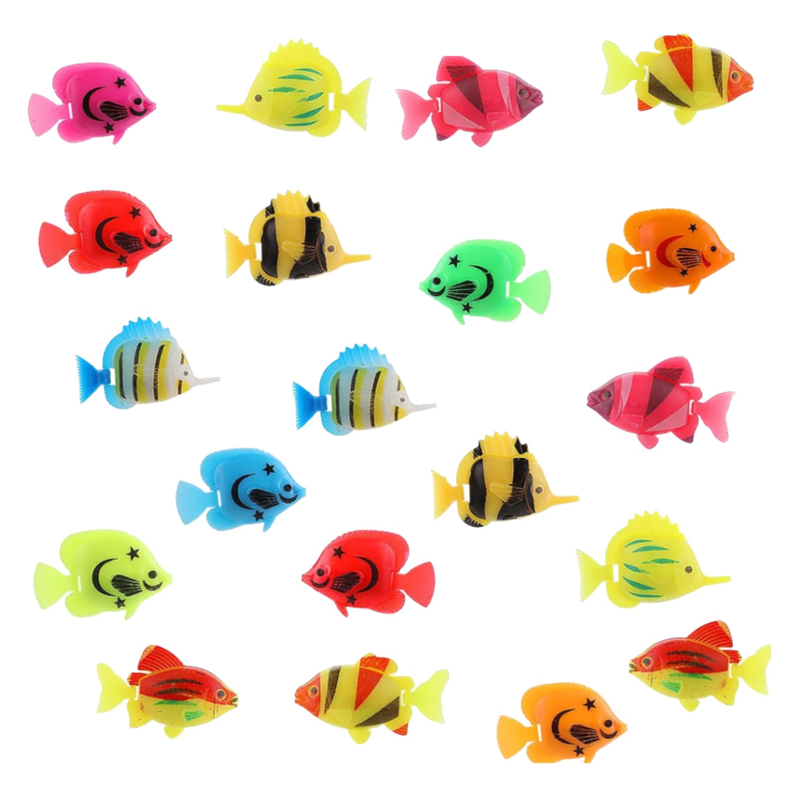 20 Pièces Poissons Artificiels en Plastique pour Aquarium, Réaliste Poisson en Plastique Ornement d'Aquarium, Faveurs de Fête de Poissons Tropicaux, Petits Poissons Tropicaux pour Fêtes à Thème Marin