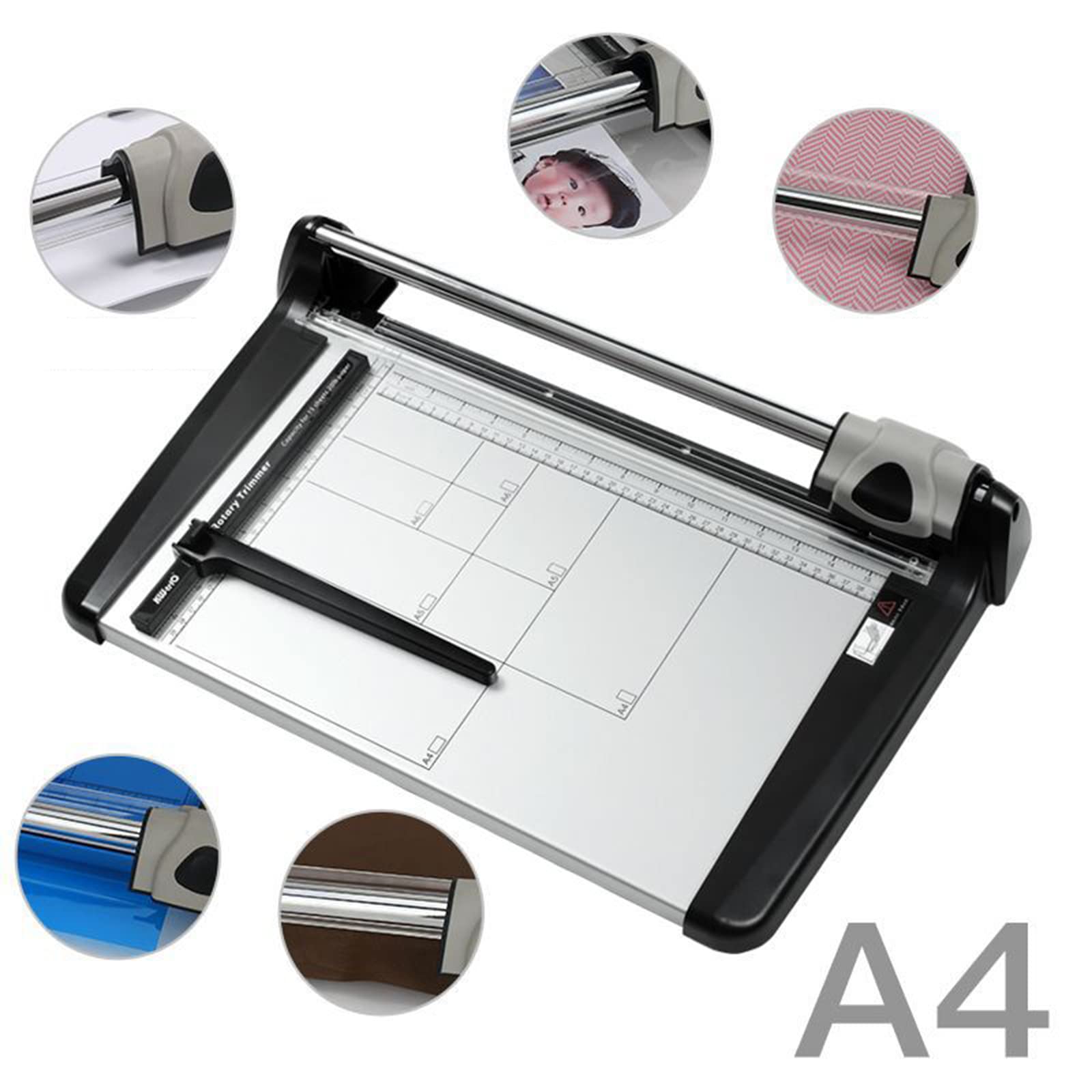 Taglierina rotativa per carta, formato A4/A3/A2, taglierina manuale di precisione per uso commerciale, capacità 15 fogli, doppia barra guida, per carta fotografica, pellicola, carta per ufficio (A4)