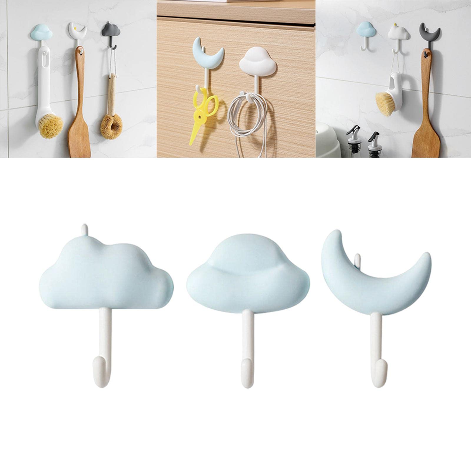 Appendiabiti con 3 Ganci da Parete/su Parete, Impermeabile, Adesivo, per Cappelli, Asciugamani, Doccia, Soggiorno